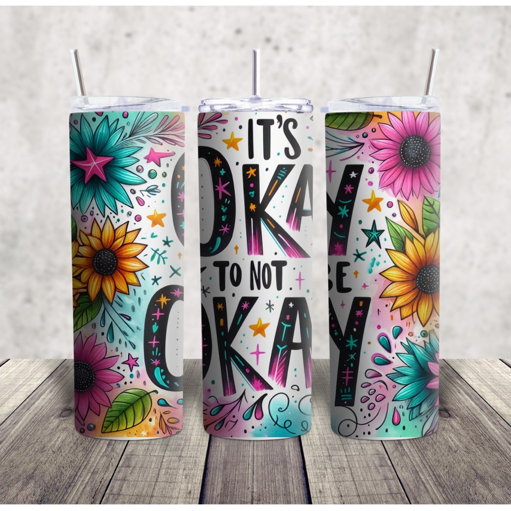 Hand Crafted Colorful Floral Tumbler